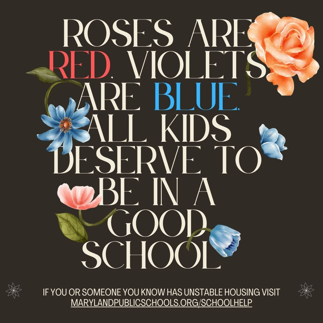 Roses are red, violets are blue — all kids deserve to be in a good school — social graphic