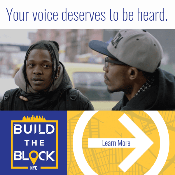 'Your voice deserves to be heard.' — Build the Block display ad with Learn More CTA