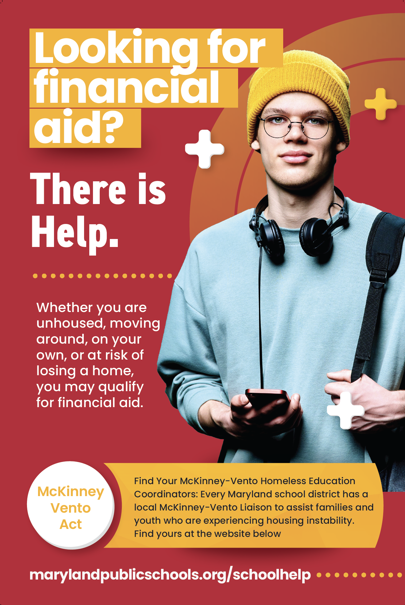 Looking for financial aid? There is help. — McKinney-Vento poster
