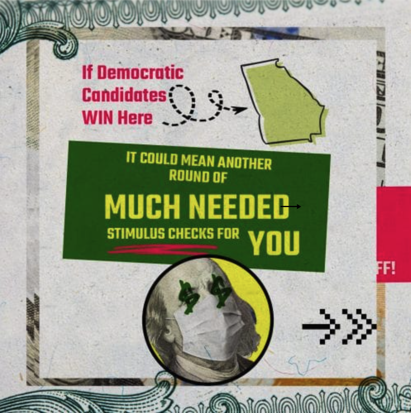 'If Democratic candidates win here, it could mean another round of much needed stimulus checks for you' carousel graphic 2